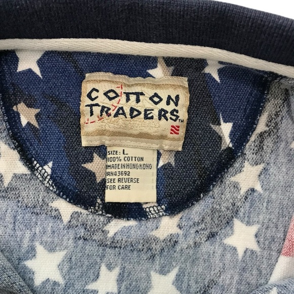 Cotton Traders Sport Polo Golf Shirt Men’s Large Patriotic American USA Flag - Picture 3 of 4